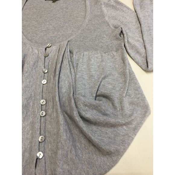 Anthropologie Knitted & Knotted Gray Hi Lo Tucked Away Cardigan Sweater M - Picture 4 of 10